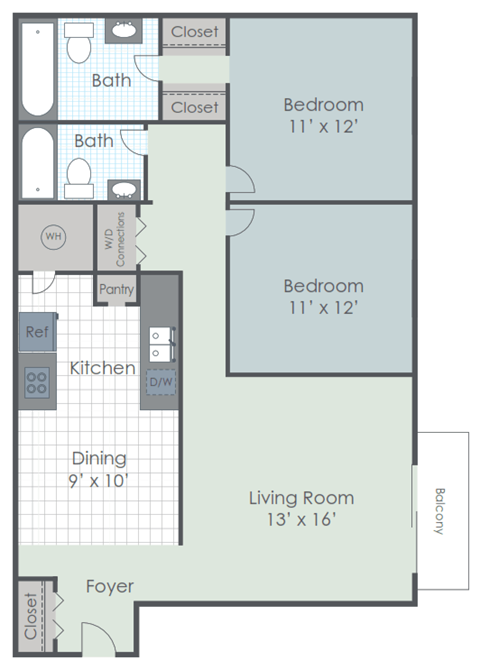 a floor plan of a bedroom apartment